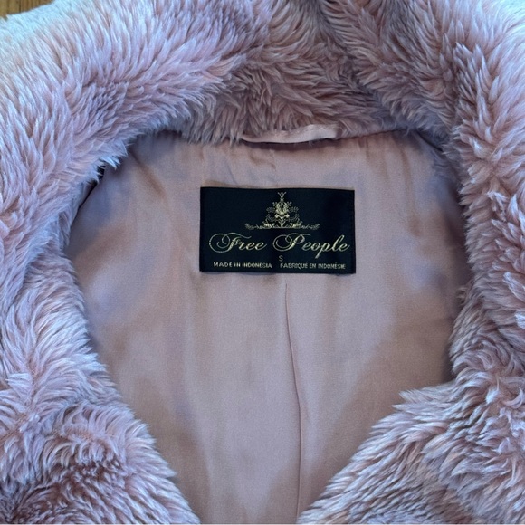 Free People Pink Teddy Jacket with Faux Fur Trim - Picture 4 of 8